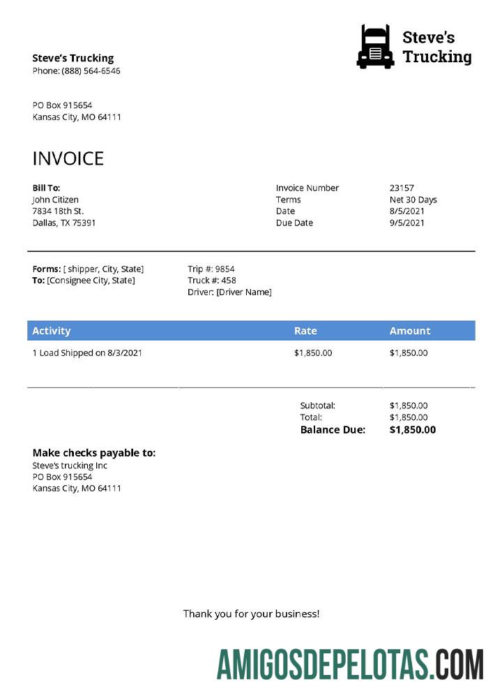 Empresa de transporte rodoviário Steve S dos EUA baixar para verificação